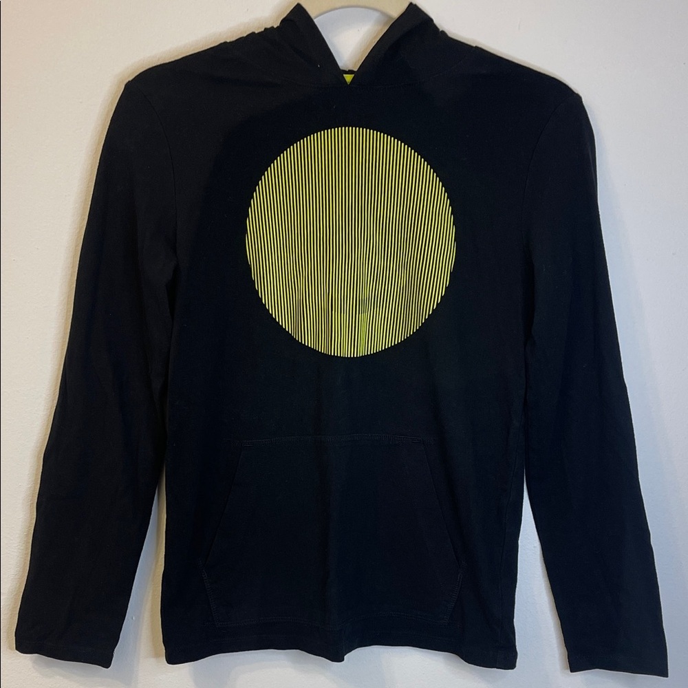 Cat & Jack Hooded Black Long Sleeve Tee with Yellow Circle Size L 12/14